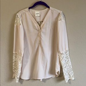 Cream Top with Lace Sleeves